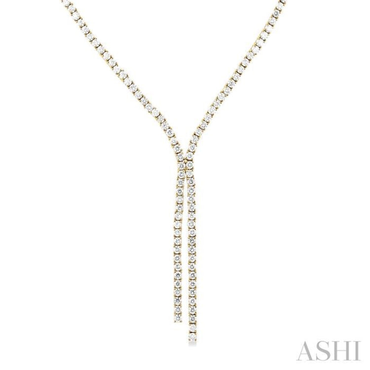 8 7/8 ctw Y-Shape Round Cut Diamond Tennis Necklace in 14K Yellow Gold