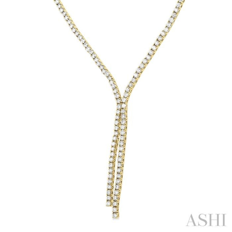 8 7/8 ctw Y-Shape Round Cut Diamond Tennis Necklace in 14K Yellow Gold