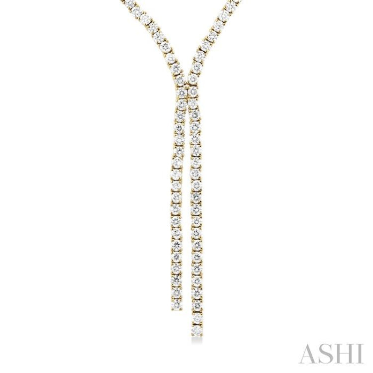 8 7/8 ctw Y-Shape Round Cut Diamond Tennis Necklace in 14K Yellow Gold