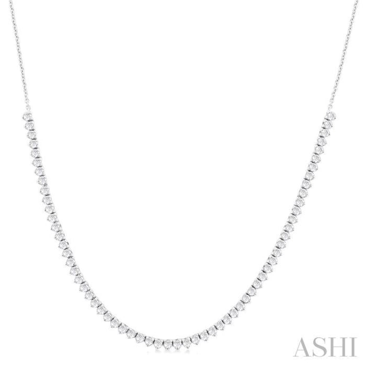 1 ctw Halfway Round Cut Diamond Tennis Necklace in 14K White Gold