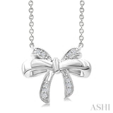 1/20 Ctw Bow Round Cut Diamond Fashion Pendant With Chain in Sterling Silver