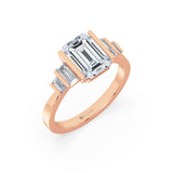 Emerald Cut Diamond Ring with Diamond Baguettes by Allure