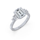 Emerald Cut Diamond Ring with Diamond Baguettes by Allure