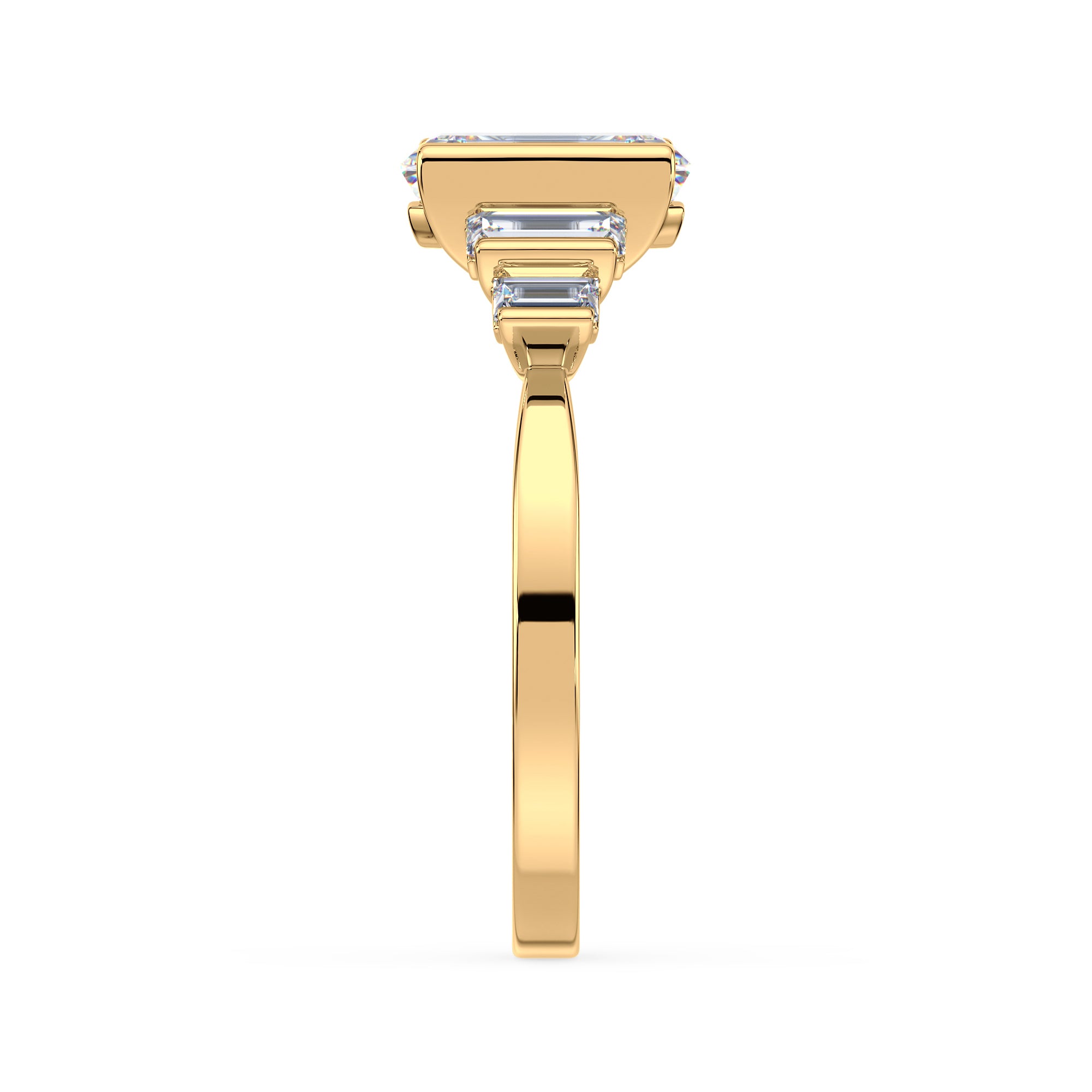 Emerald Cut Diamond Ring with Diamond Baguettes by Allure