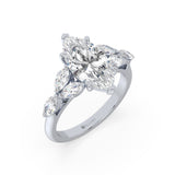 Diamond Marquise Engagement Ring with Marquise Accent Diamonds