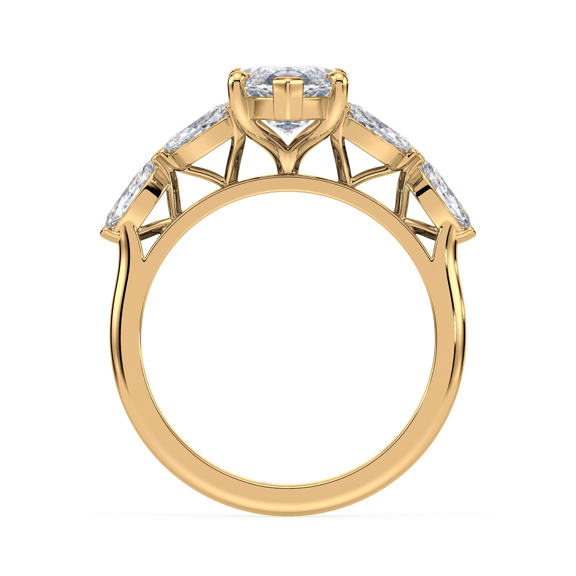 Diamond Marquise Engagement Ring with Marquise Accent Diamonds