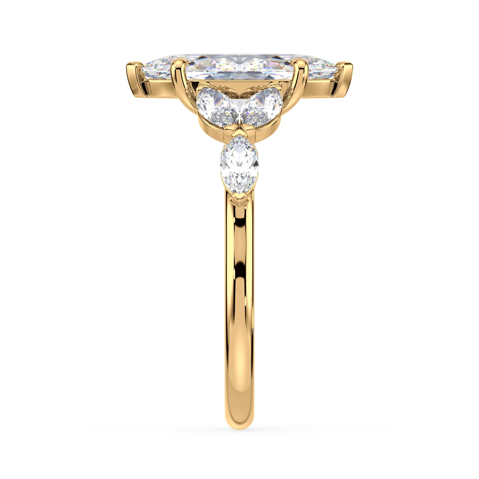 Diamond Marquise Engagement Ring with Marquise Accent Diamonds