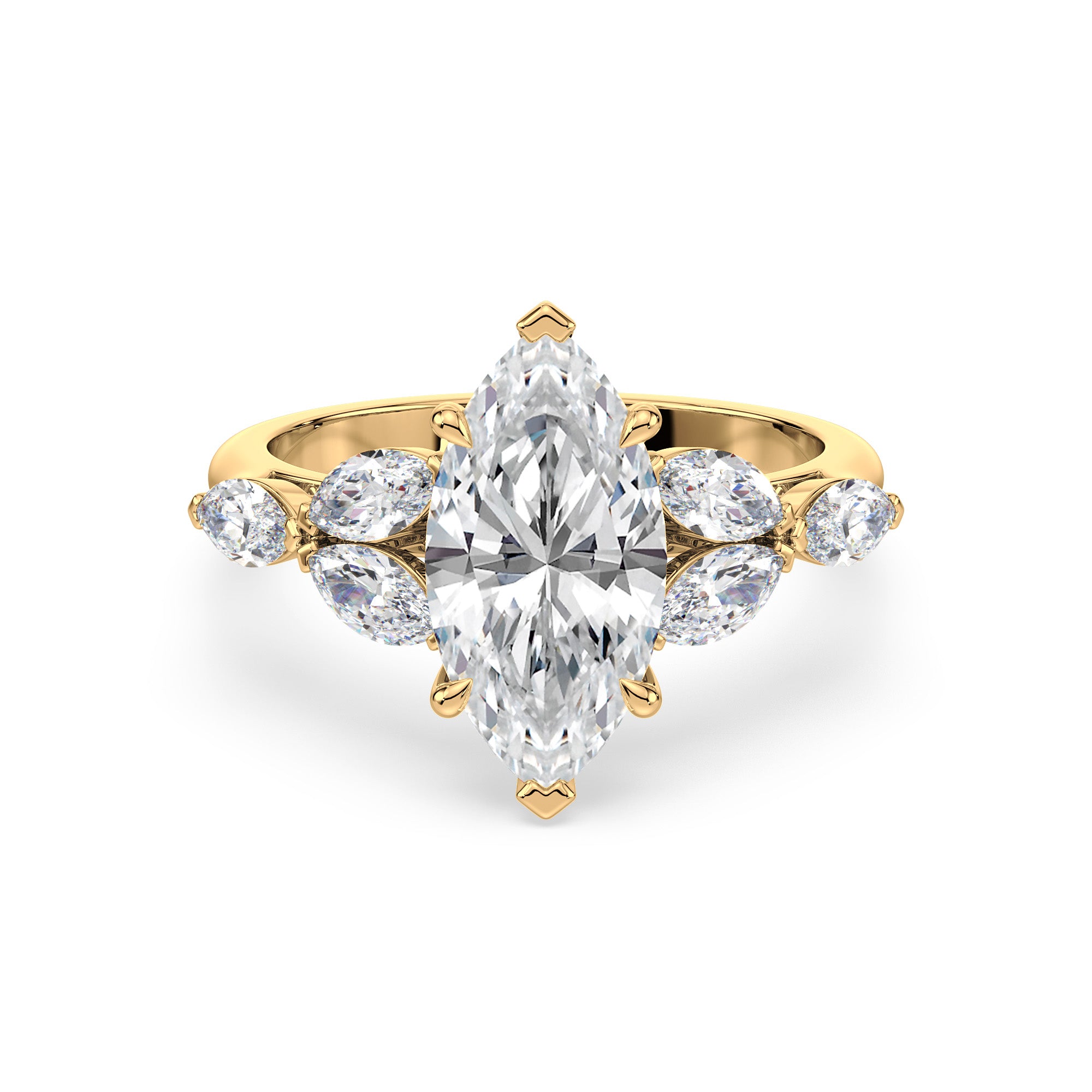 Diamond Marquise Engagement Ring with Marquise Accent Diamonds