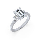 Diamond Engagment Ring set With Emerald Cut Diamond & Emeral Cut Side Diamonds