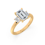 Diamond Engagment Ring set With Emerald Cut Diamond & Emeral Cut Side Diamonds