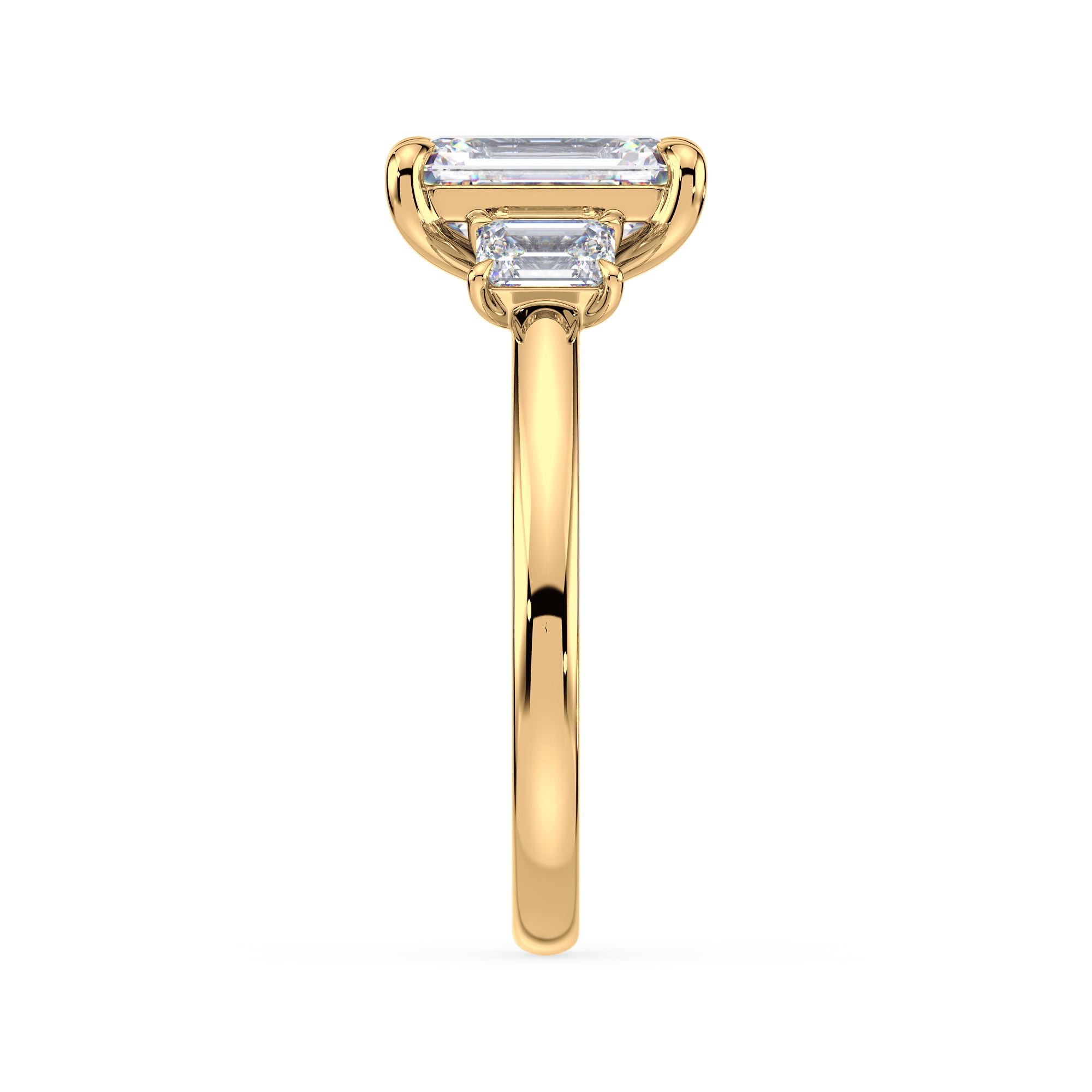 Diamond Engagment Ring set With Emerald Cut Diamond & Emeral Cut Side Diamonds