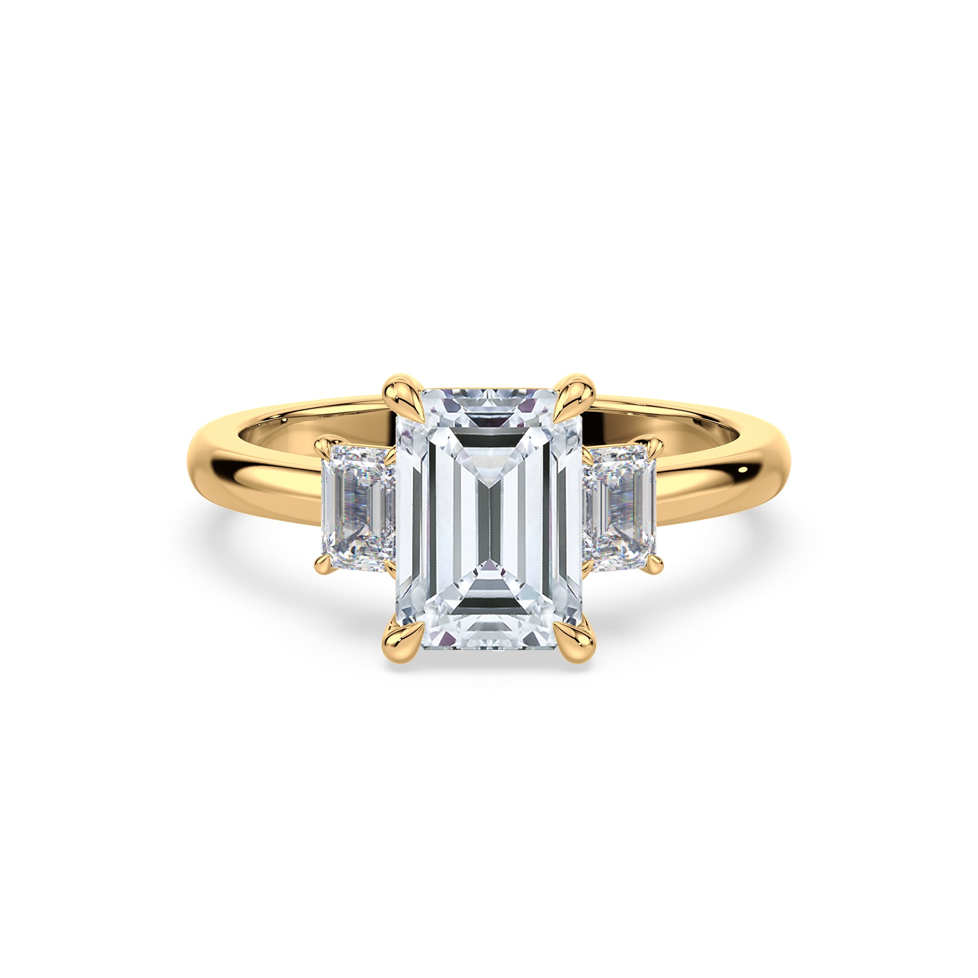 Diamond Engagment Ring set With Emerald Cut Diamond & Emeral Cut Side Diamonds