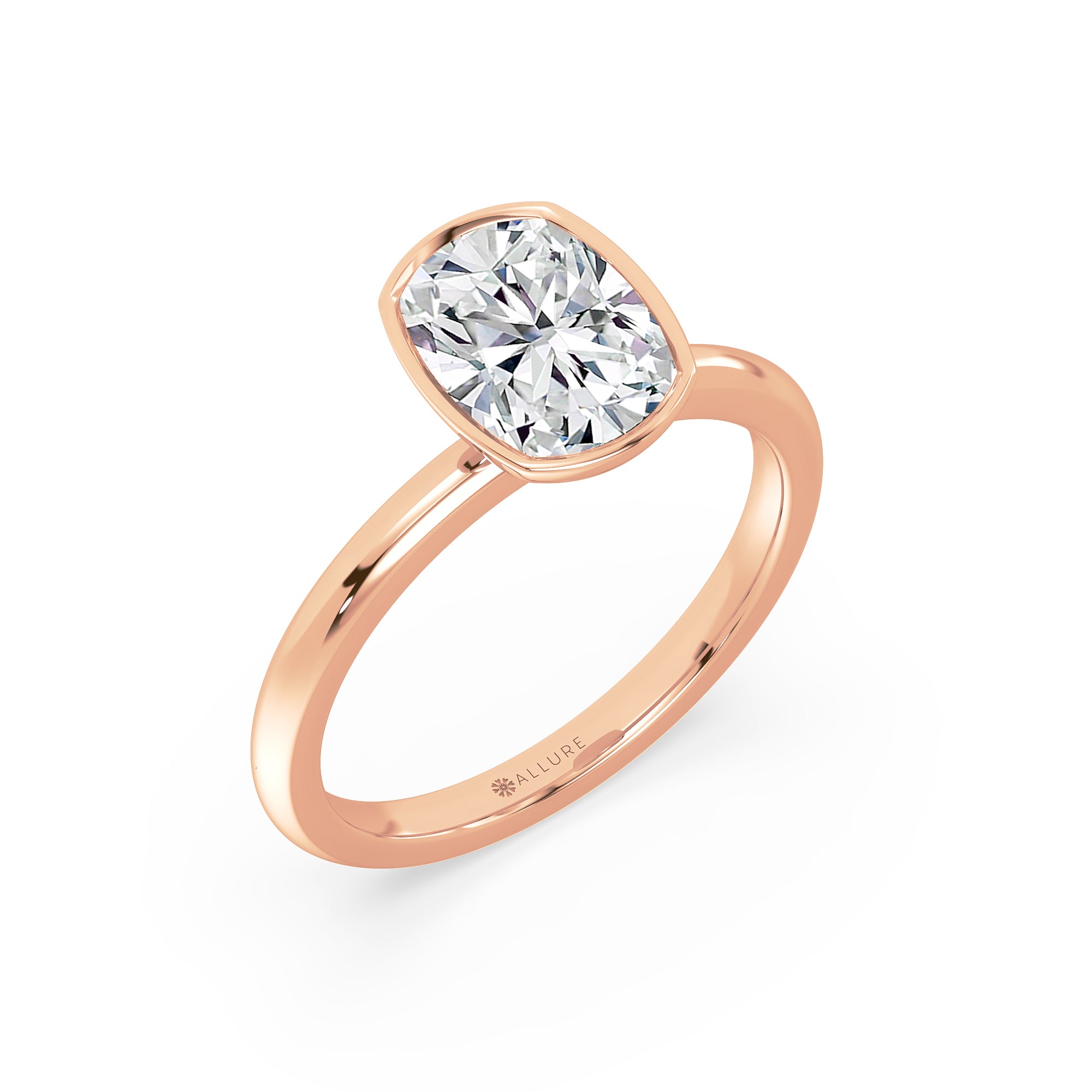 Diamond Engagement Ring Bezel-Set with Cushion Diamond by Allure