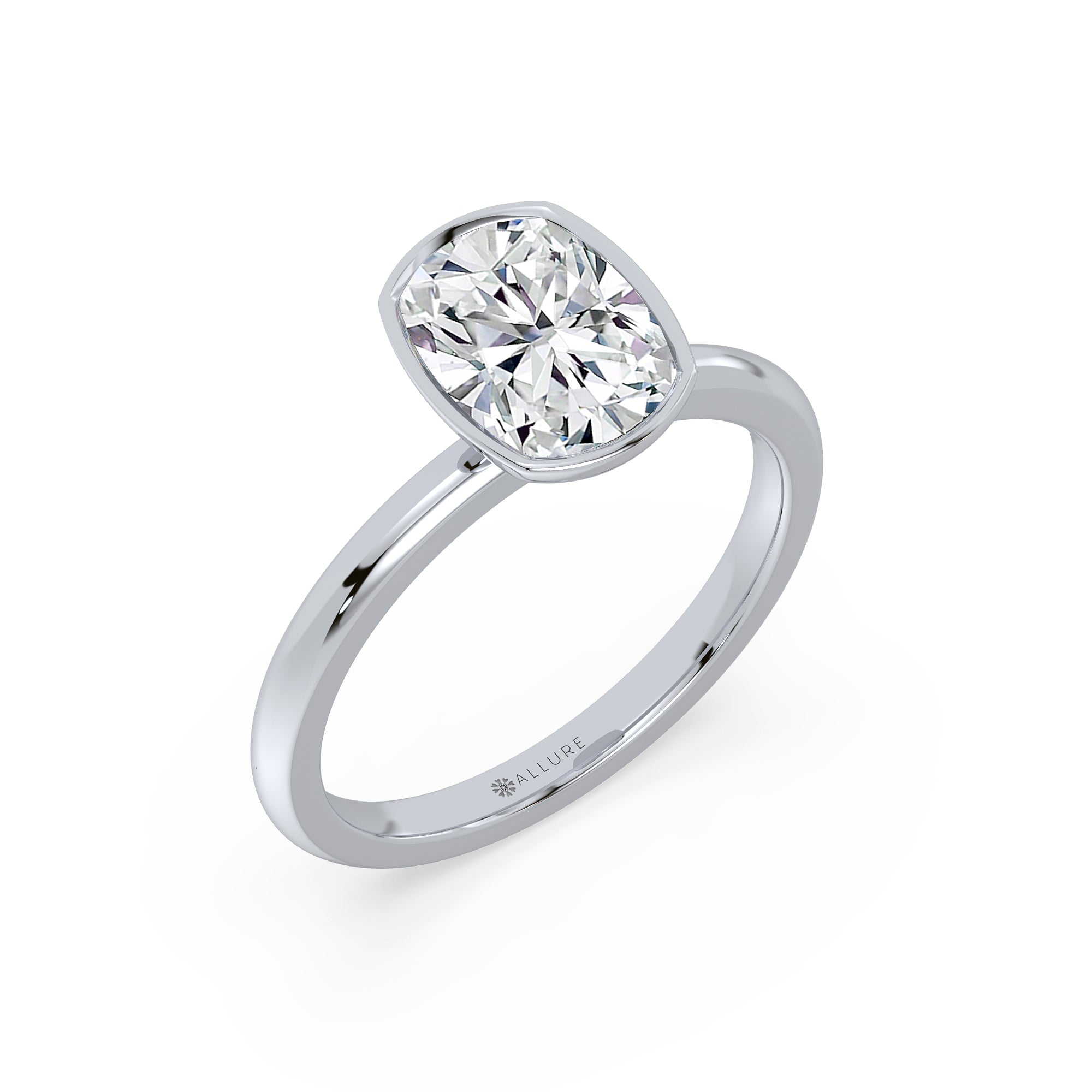 Diamond Engagement Ring Bezel-Set with Cushion Diamond by Allure