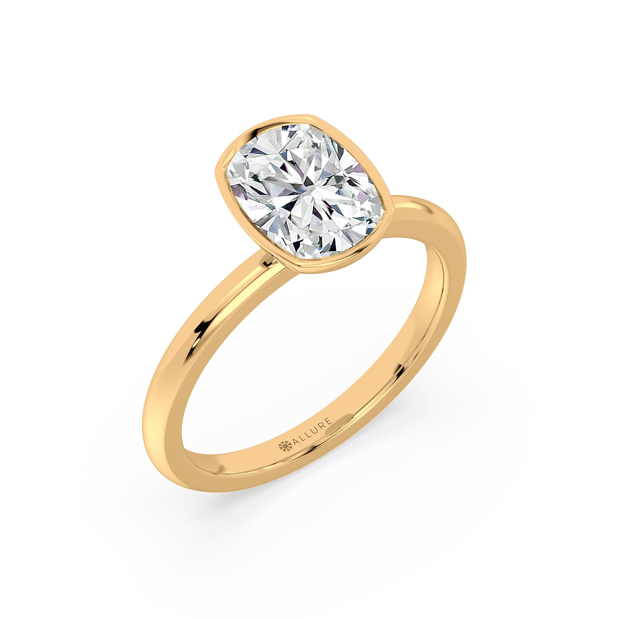 Diamond Engagement Ring Bezel-Set with Cushion Diamond by Allure