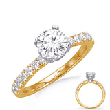Clara Two-Tone Filigree Solitaire Engagement Ring