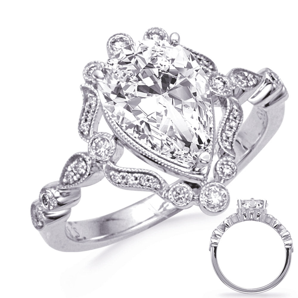 Beatrice Vintage Halo Milgrain Pear Engagement Ring