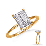 Emerald Solitaire Hidden Pavé V-Prong Engagement Ring