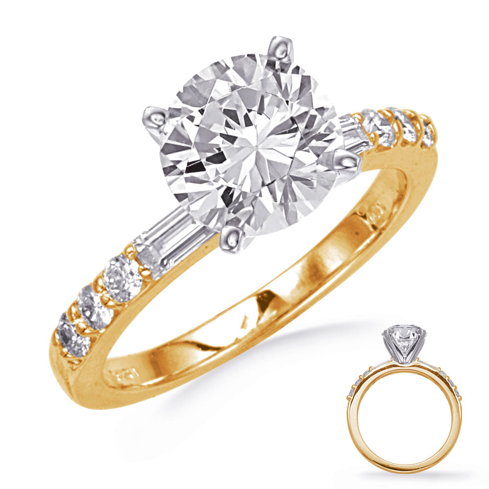 Aurora Baguette & Round Accent Engagement Ring