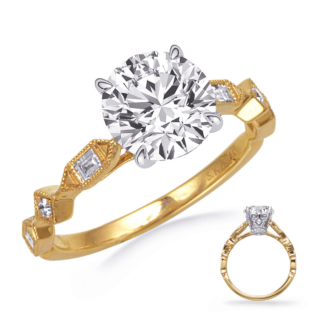 Mila Two-Tone Baguette & Round Engagement Ring