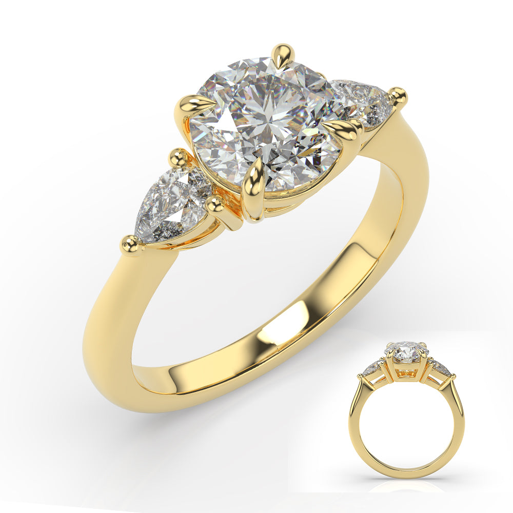 Gemma Pear Three-Stone Engagement Ring