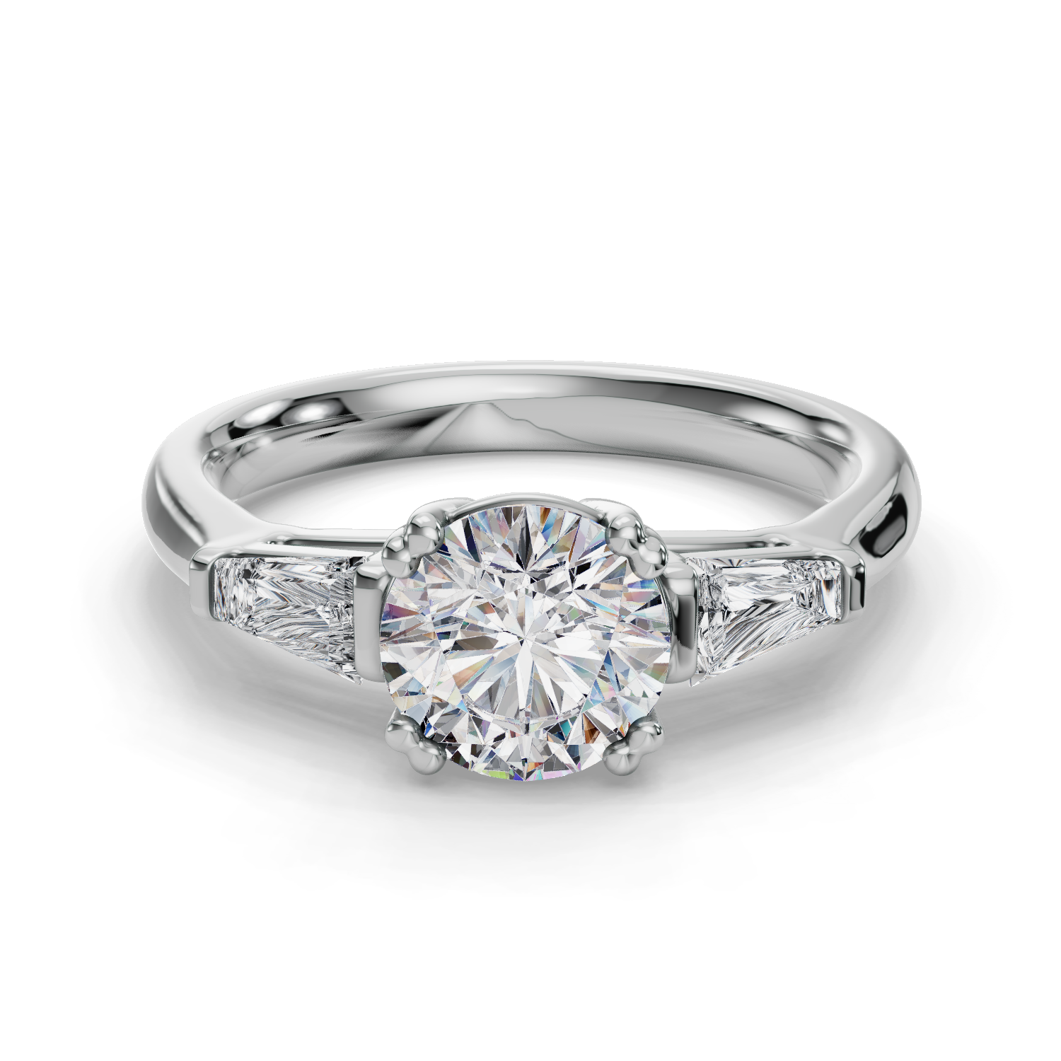 Round Side Stone Engagement Ring