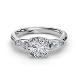 Round Side Stone Engagement Ring