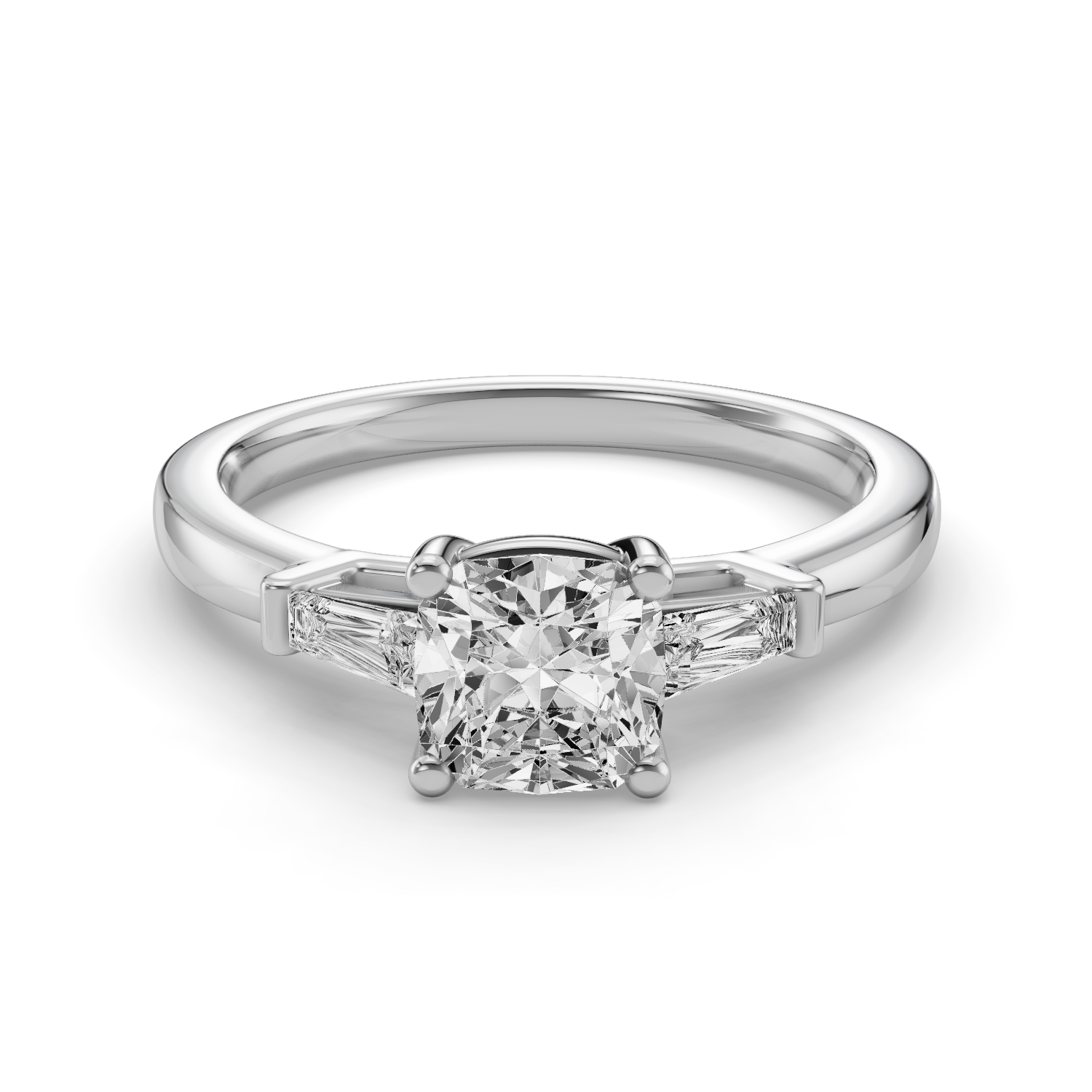 Cushion Three Stone Engagement Ring
