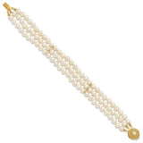 14k 5-6mm White Near Round FW Cultured Pearl 3-strand Bracelet