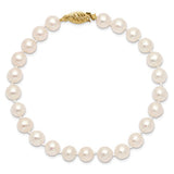 14k 6-7mm White Near Round Freshwater Cultured Pearl Bracelet