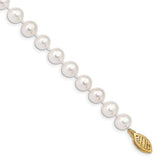 14k 6-7mm White Near Round Freshwater Cultured Pearl Bracelet