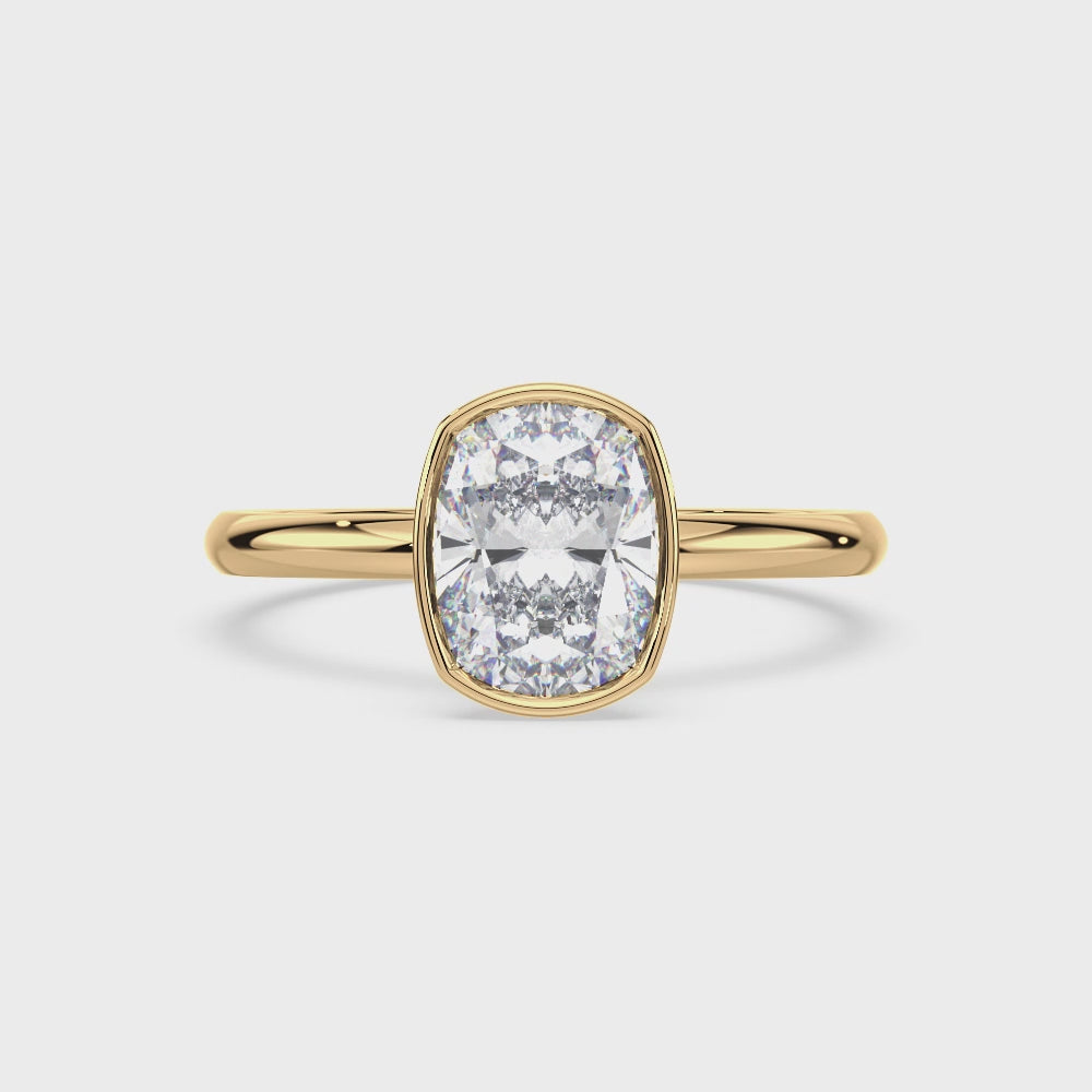 Diamond Engagement Ring Bezel-Set with Cushion Diamond by Allure