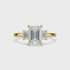 Diamond Engagment Ring set With Emerald Cut Diamond & Emeral Cut Side Diamonds