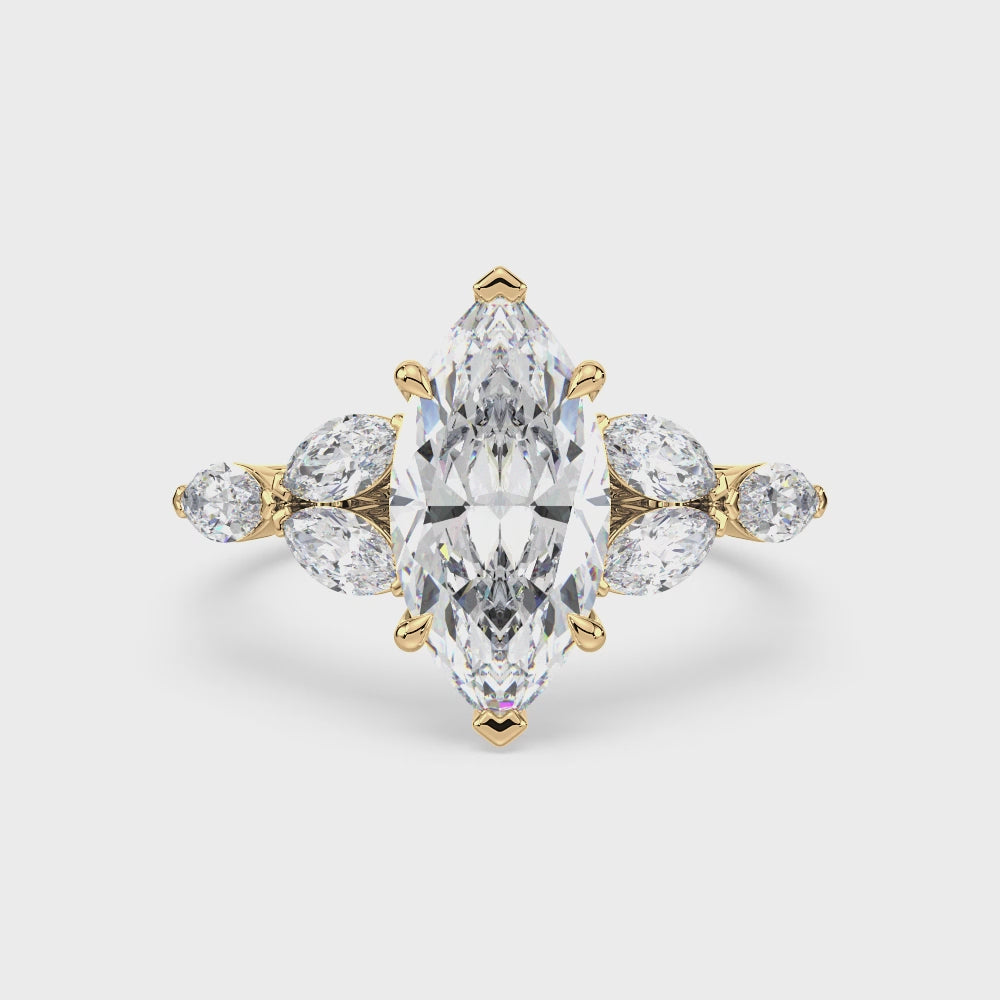 Diamond Marquise Engagement Ring with Marquise Accent Diamonds