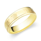 Mens Hammered Yellow Gold Band-119-01595