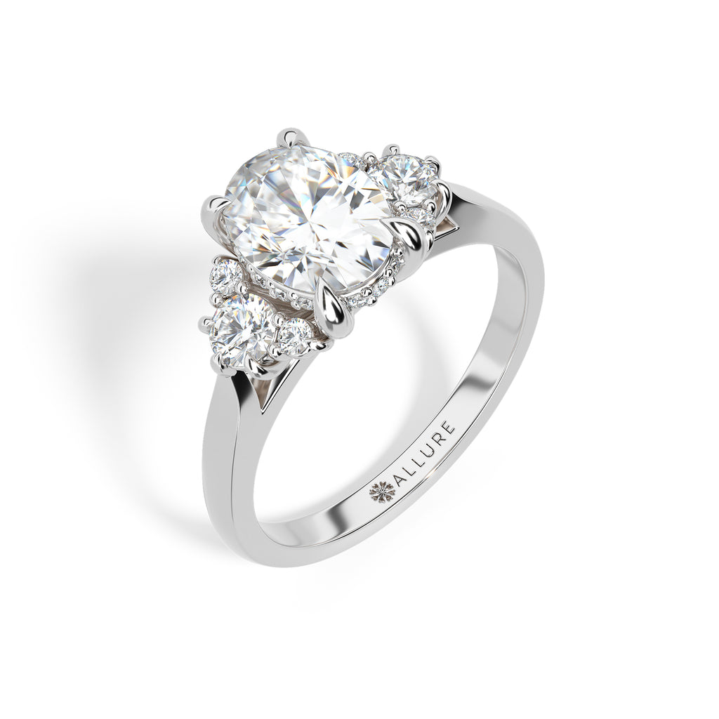 Engagement Ring with Side Stone Diamond Accents and Hidden Halo by All ...