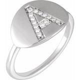 Natural Diamond Initial Coin Style Ring