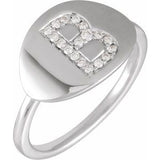 Natural Diamond Initial Coin Style Ring