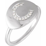 Natural Diamond Initial Coin Style Ring