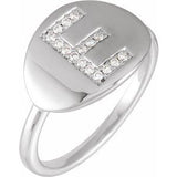 Natural Diamond Initial Coin Style Ring