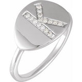 Natural Diamond Initial Coin Style Ring