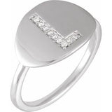 Natural Diamond Initial Coin Style Ring