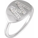 Natural Diamond Initial Coin Style Ring