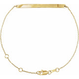 14K Yellow Engravable Skinny Bar 6 1/2-7 1/2" Bracelet - Luvona