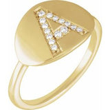 Natural Diamond Initial Coin Style Ring