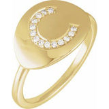 Natural Diamond Initial Coin Style Ring