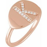 Natural Diamond Initial Coin Style Ring