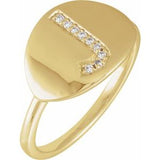 Natural Diamond Initial Coin Style Ring