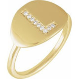 Natural Diamond Initial Coin Style Ring