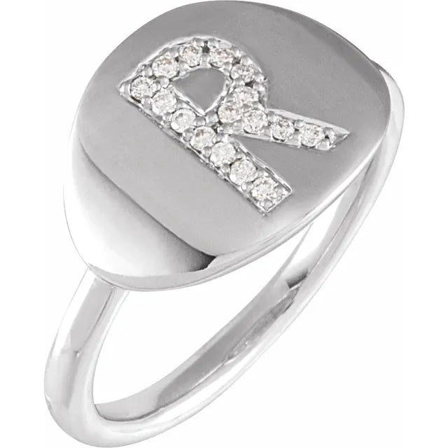 Natural Diamond Initial Ring - Luvona